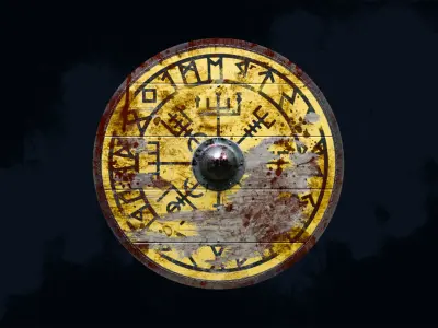 Viking shield 5 - Bloodied Relic Low-poly 3D model