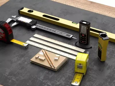 Professional Measurement Tools Set Low-poly 3D model