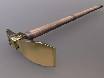 Hoe - Gold Low-poly 3D model