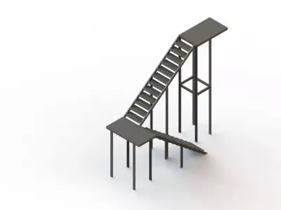 Stairs metal ladder 3D model