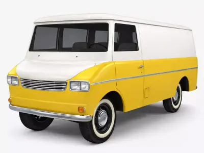 Generic Retro Cargo Van Classic Vintage Delivery Vehicle 05 3D model