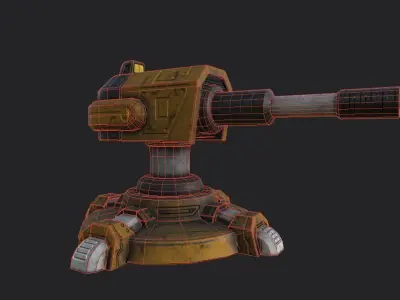 Turret gun Low-poly 3D model