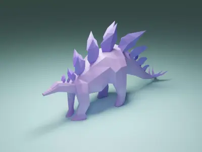 Low Poly Stylized Purple Dinosaur  Low-poly 3D model