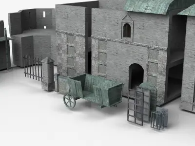 Fort modular Low-poly 3D model