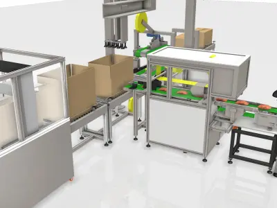 FULL Line Packaging Machine - Industrial Design Low-poly 3D model