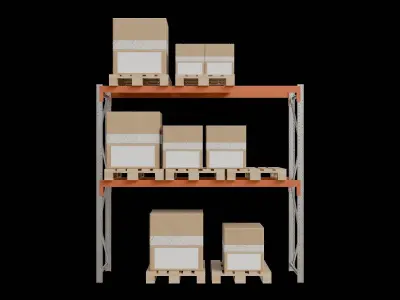 Carton boxes and metal frames Low-poly 3D model