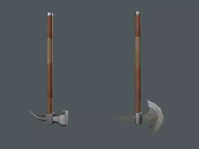 low poly weapon two axes Free 3D model