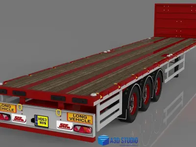 3D model of a SDC flatbed trailer 3D model