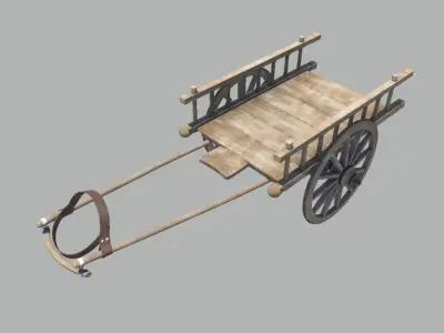 Horse van cart Low-poly 3D model