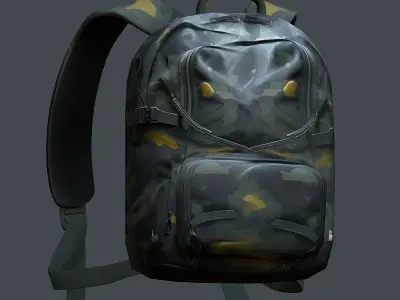 Backpack military combat Black baggage Low-poly  Low-poly 3D model