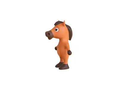 High-Quality 3D Cute Horse for Games Low-poly 3D model