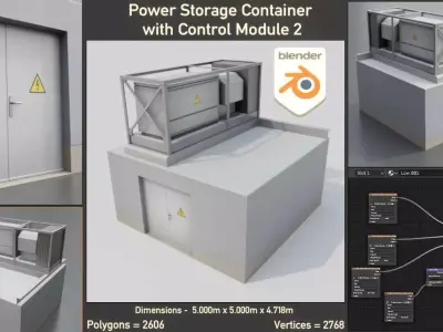 Power Storage Container with Control Module 2 Low-poly 3D model