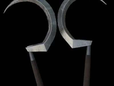 Sickle-doo metal scythe Low-poly 3D model