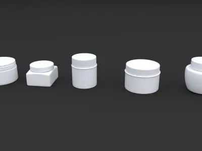 3D Cosmetic Cream Container Set model 3D model