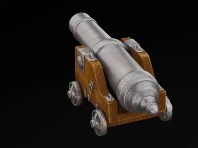 Pirate Cannon Low-poly 3D model 2
