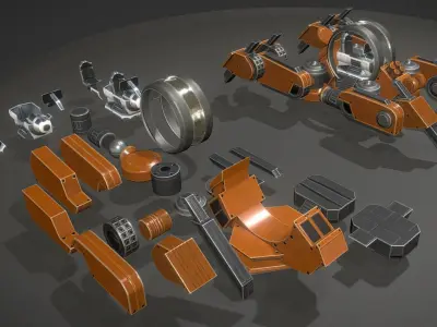 Terrain Walker Orange Version Rigged and Animated Low-poly 3D model