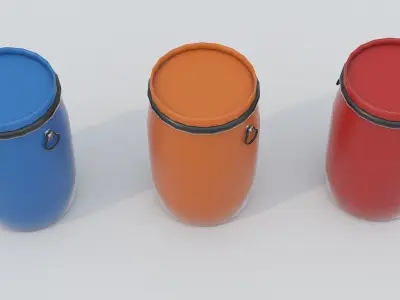 Plastic Barrels Low-poly 3D model purchase