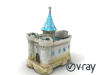 Underwater Castle Turret Stone model pack Low-poly 3D model