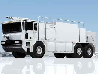 US Titan 6x6 Airport Fire Truck ARFF Low Poly Blank Static Low-poly 3D model