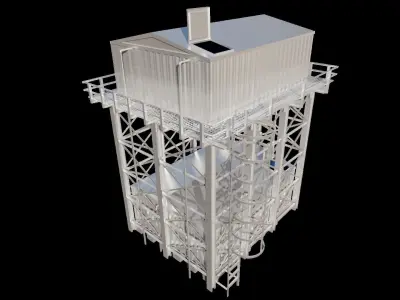 Overhead Steel Reservoir Steel Tank - Double Tanks 3D model