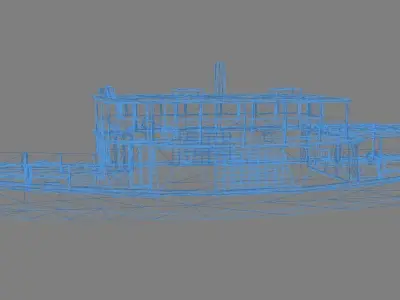 Low Poly Steam Boat Low-poly 3D model