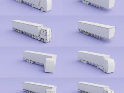 Paper Trucks Low-poly 3D model