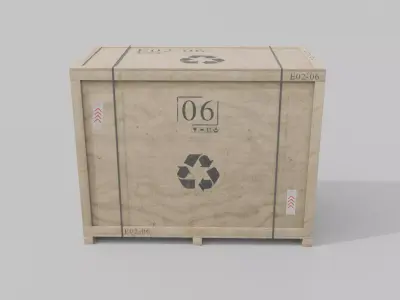 Long and Tall Wooden Crate - Customizable Shipping Box Low-poly 3D model