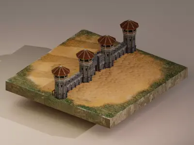  Castle Wall Level 10 Low-poly 3D model