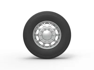 Front custom wheel of semi truck Version 6 Scale 1 to 25 3D print model
