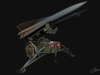 Low Poly PBR Missile Launcher Low-poly 3D model