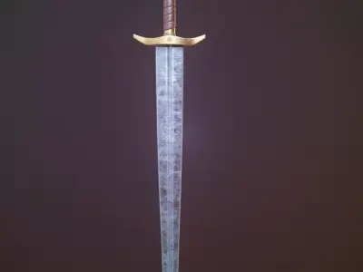 Low Poly Game Ready PBR Sword Low-poly 3D model
