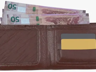 Jordan 50 Dinars Wallet Money Purse 3D model