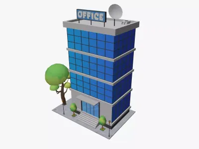 Cartoon Office Building Low-poly 3D model