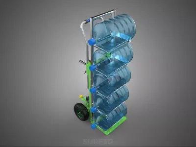 ELECTRIC STAIR CLIMBING HAND TRUCK CART GALLON WATER BOTTLE RACK 3D model