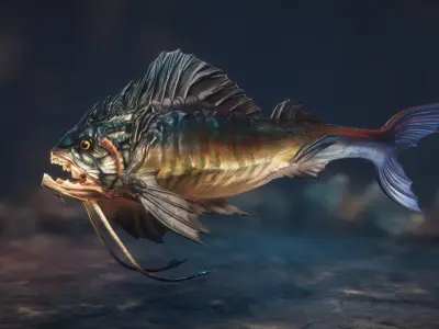 Predatory fishes Low-poly 3D model