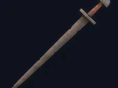 Viking Sword Wooden Hilt Low-poly 3D model