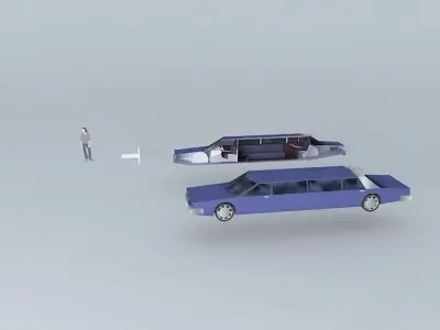 Limousine retrofuturistic idea project Free 3D model