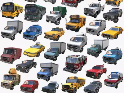 Municipal vehicles 3D Model Pack
