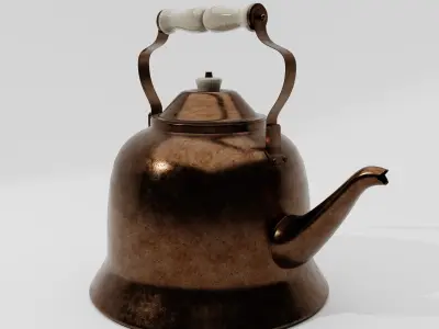 Antique Brass Kettle Low-poly 3D model