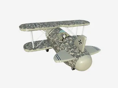 Airplane Cartoon A12 Digital Camouflage - Classic Aircraft Low-poly 3D model