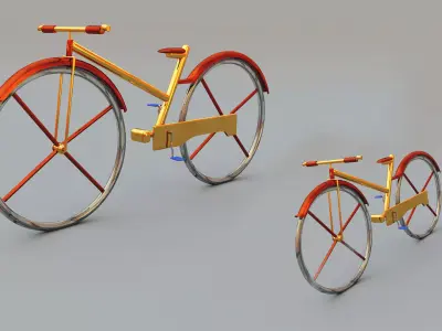 Cycle bicycle and bicycle Free low-poly 3D model