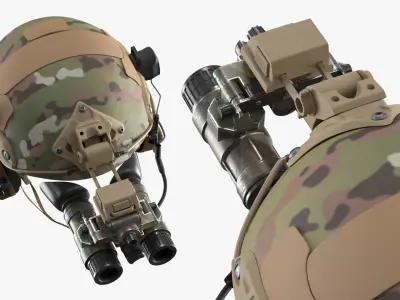  Military Ballistic Helmet with NVG Binocular Camo Used 