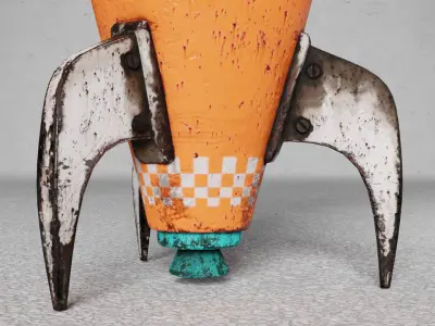Orange Rusty Rocket Low-poly 3D model