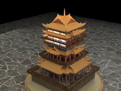 Chinese ancient tower  3D model buy
