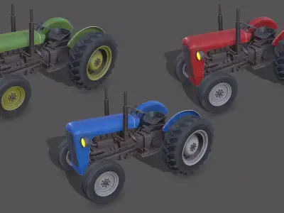 Old Generic Tractor Low-poly PBR Low-poly 3D model