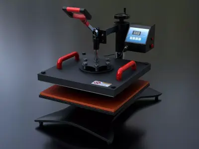Heat Press Machine Rotatable Low-poly 3D model