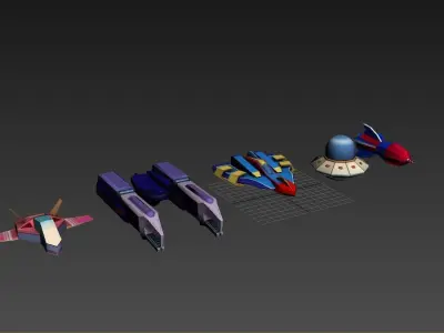 Low Poly Game jet and spaceship simple design Low-poly 3D model