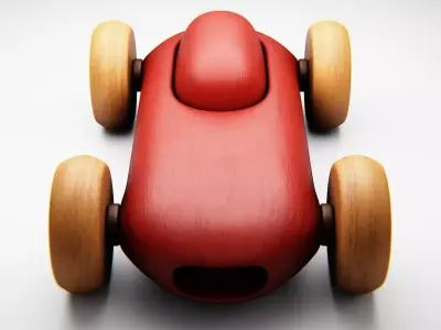 Minimal Wooden Toy Car 3D Model - Classic Smooth Design 3D print model