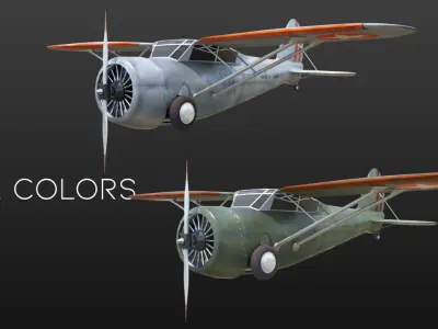Light aircraft Curtiss f13c Low-poly 3D model