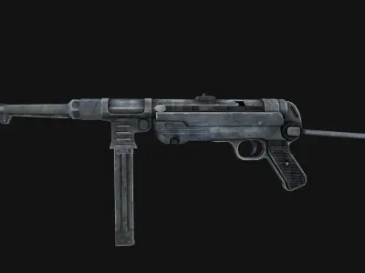 Submachine gun MP40 Low-poly 3D model